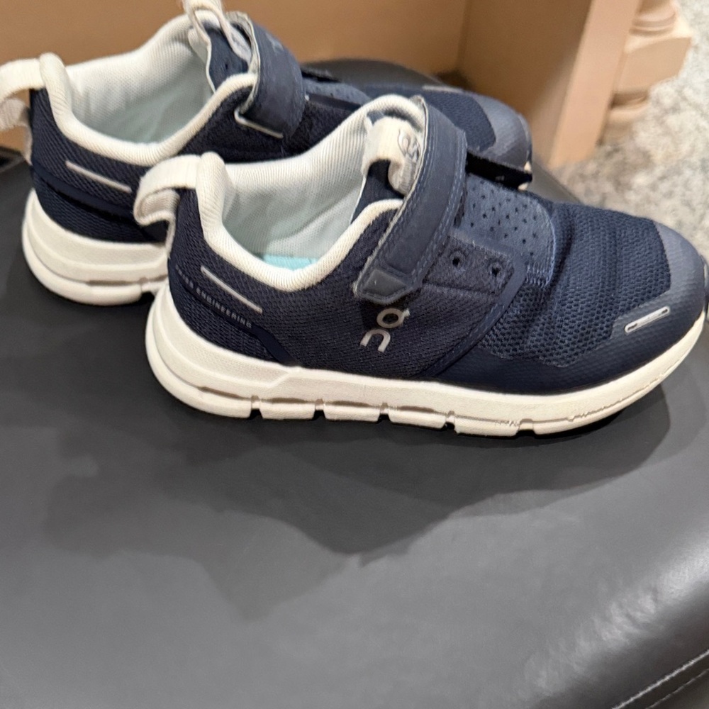 On Running Kids Navy and White Slip-On Athletic Sneakers